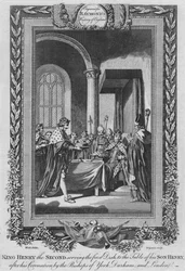 Le roi Henri II servant le premier plat à la table de son fils, c1787
