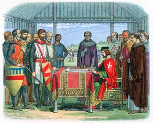 Le roi Jean signant la Magna Carta à Runnymede, Surrey, 15 juin 1215, 1864
