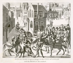 Le roi Richard II confrontant les rebelles, révolte des paysans, Londres, 1381, 19ème siècle