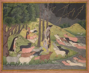 Krishna appelant les vaches