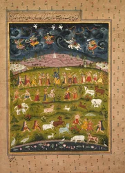 Krishna soutenant le mont Govardhana