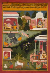 Krishna en tant que destructeur de démons, page du Surdass Sursagar, c. 1700