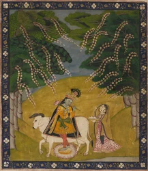 Krishna recevant des gâteaux