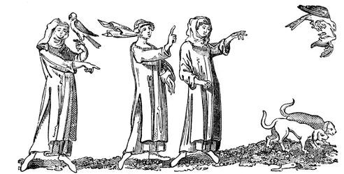 Dames à la chasse au faucon, 14e siècle, 1833