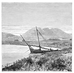 Lac de Van, baie de Tadwan et mont Nimrud, Turquie, 1895