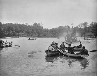 Lac dans le parc Wade, Cleveland, Ohio, vers 1897