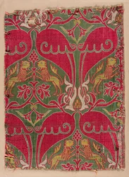 Lampas avec lions rampants, palmettes et écussons, 1400s