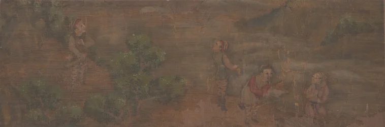 Peinture de Paysage de Figure dans un Cadre Boisé