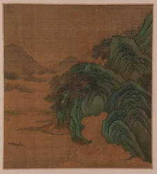 Paysage : collines, vallée et ruisseau, possiblement dynastie Ming, 1368-1644