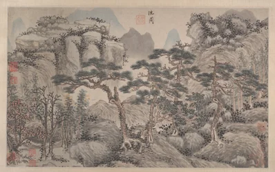 Paysage avec quatre pins