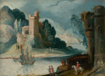 Paysage avec une rivière et un château