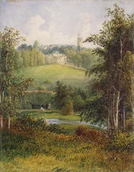 Paysage avec la maison de maître dans le domaine de Gostilitsy près de Saint-Pétersbourg, années 1820