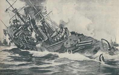 Derniers moments du cuirassé HMS Victoria en train de couler, 1893, 1937