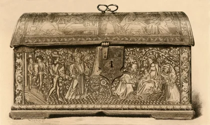 Coffre en cuir avec décoration incisée, 15e siècle, 1903