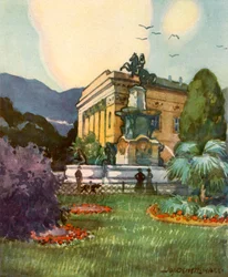 Leopoldsbrunnen et théâtre municipal, c1929