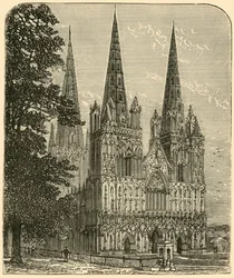 Cathédrale de Lichfield - La façade ouest, 1898