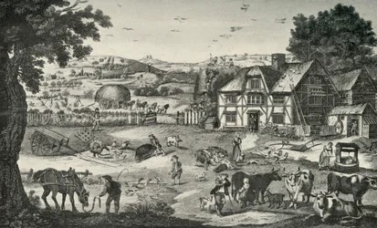 Activité animée dans une ferme du XVIIIe siècle, 1938
