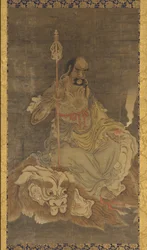Lohan, assis sur un lion, dynastie Ming, 1368-1644