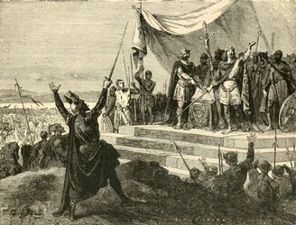 Louis et Charles prêtant serment à Strasbourg devant leurs armées, 842AD, 1890