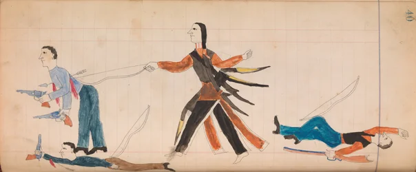 Maffet Ledger : Indien et trois hommes blancs, vers 1874-81
