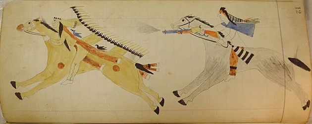 Maffet Ledger : Deux Indiens montés, vers 1874-81