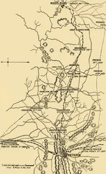 Carte illustrant le déplacement vers l