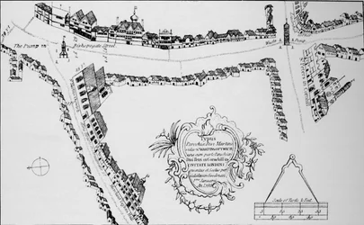 Carte de Bishopsgate, City de Londres, c1599
