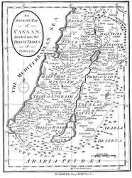 Carte de Canaan divisée en douze tribus d