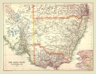 Carte de la Nouvelle-Galles du Sud et de Victoria, 1902