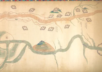 Carte du Grand Canal de Pékin au fleuve Yangzi, fin 18e ou début 19e siècle