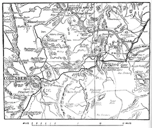 Carte pour illustrer les opérations autour de Colesberg, 1902