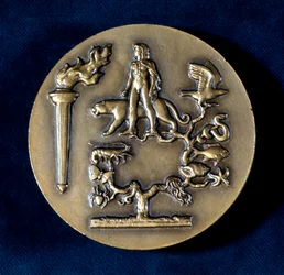 Médaille commémorant Jean Baptiste de Monet, Chevalier de Lamarck, biologiste français, 20e siècle