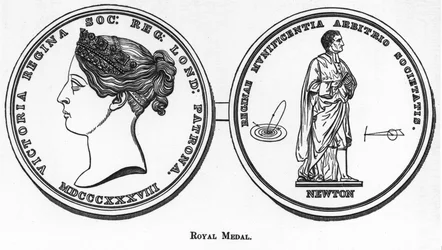 Médaille montrant Sir Isaac Newton, mathématicien anglais