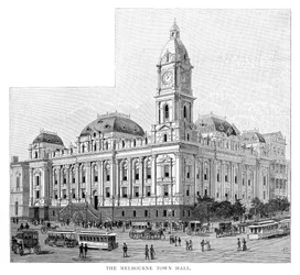Hôtel de ville de Melbourne, Victoria, Australie, 1886