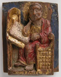 Relief miniature de Saint Marc à sa table d
