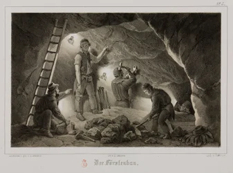 Mines, Minerais métalliques, Mineurs, Allemagne, vers 1851