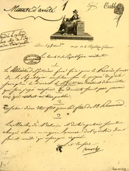 Ordre ministériel concernant...un...sabre pour le Premier Consul, 10 octobre 1801, 1921