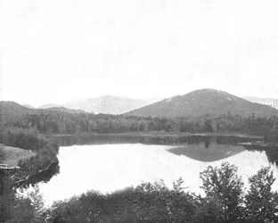 Mirror Lake, Adirondacks, État de New York, USA, vers 1900