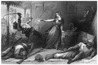Miss Wheeler se défendant contre les Cipayes à Cawnpore, 1857, vers 1860