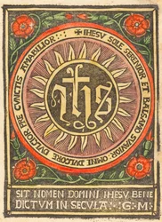 Monogramme JHS dans un cercle enflammé, vers 1500