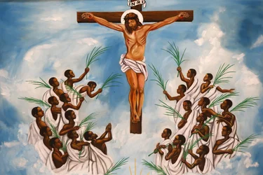 Sanctuaire des martyrs catholiques de Namugongo, Kampala. Fresque d