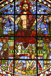 Musée national des monuments français. Ancienne église des Cordeliers, Châteauroux. Vitrail du Jugement dernier, Paris, France