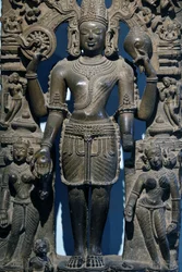 Musée national, New Delhi. Vishnou avec ses épouses. Dynastie Ganga orientale