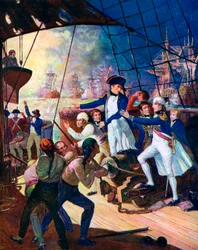 Nelson à la bataille du Nil, 1798, vers 1920