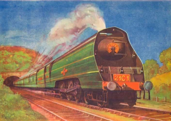 Nouveau train express aérodynamique, Marine marchande, S.R., quittant le tunnel de Honiton, 1940