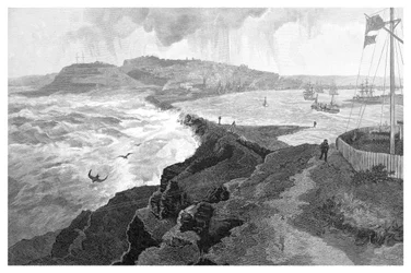 Newcastle, de Nobbys Head, Nouvelle-Galles du Sud, Australie, 1886