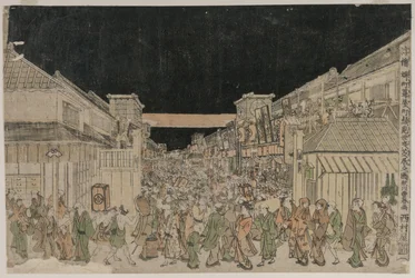 Scène nocturne, rue des Théâtres, fin des années 1700-début des années 1800