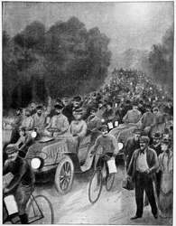 Nuit du départ, course Paris-Vienne, 1902