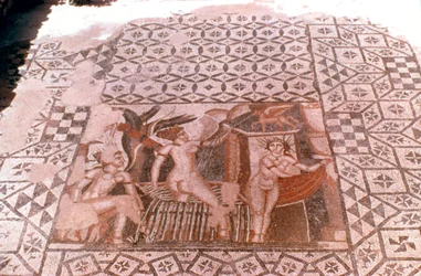 Nymphes, mosaïque romaine, Volubilis, Maroc