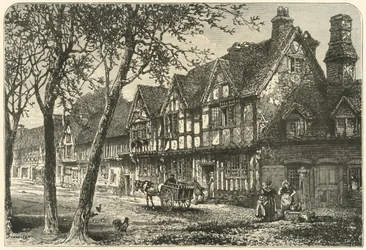 Vieilles maisons sous le château de Warwick